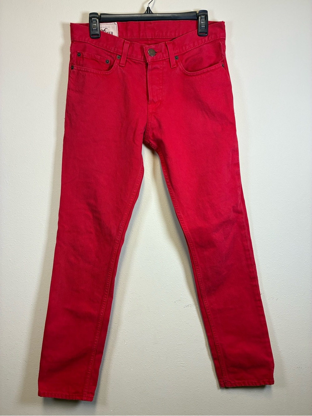 Hollister Women's Straight Leg Jeans in Red, Size 30